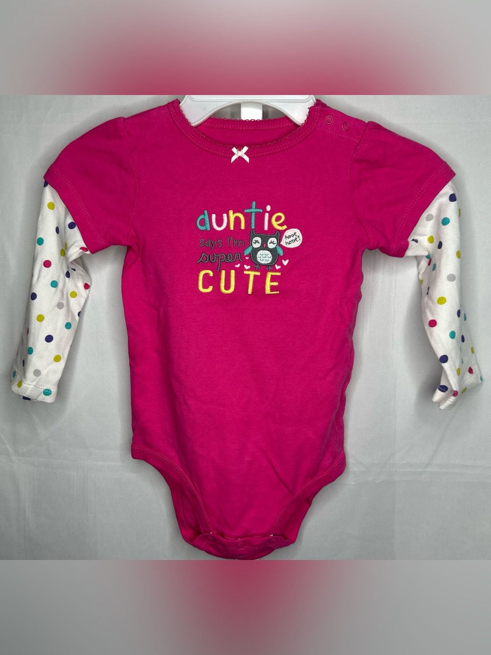 Pink 'Auntie Says I'm Super Cute' Baby One-Piece